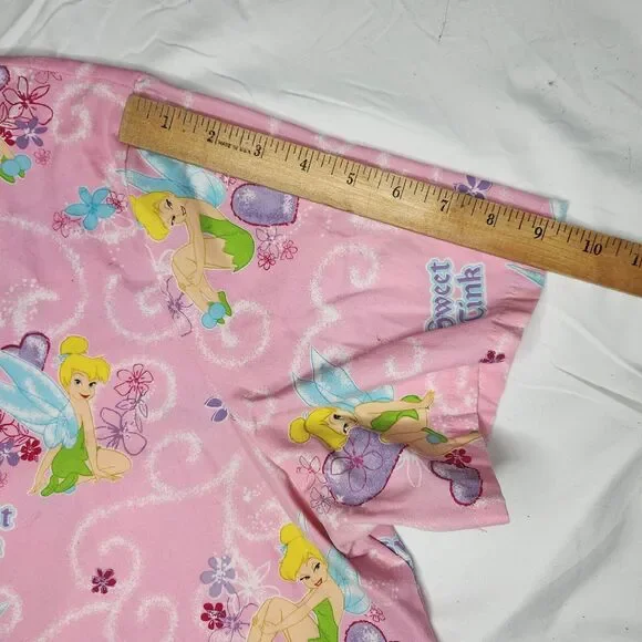 Disney Womens XL Sweet Tink Tinkerbell Scrub Top PInk - Picture 9 of 10